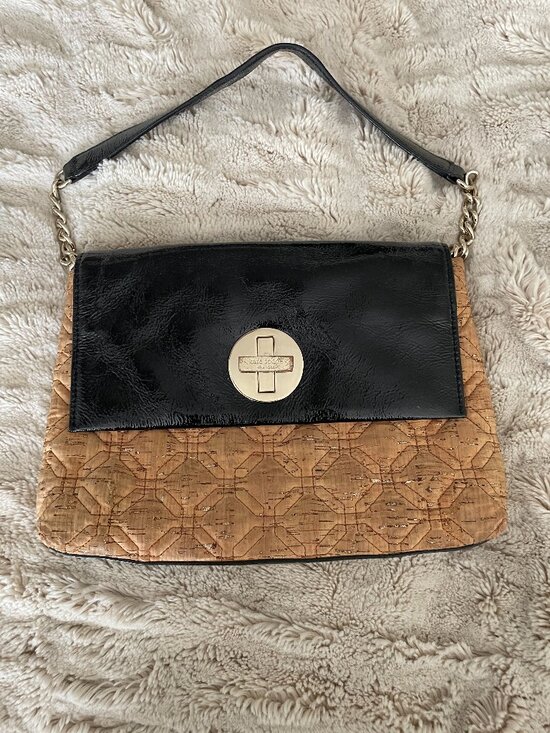 kate spade Handbags - Kate Spade Shoulder Bag-Cork and Black Leather